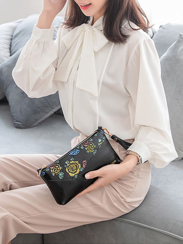 Women's PU Leather Floral Wallet Ladies Clutch Purse
