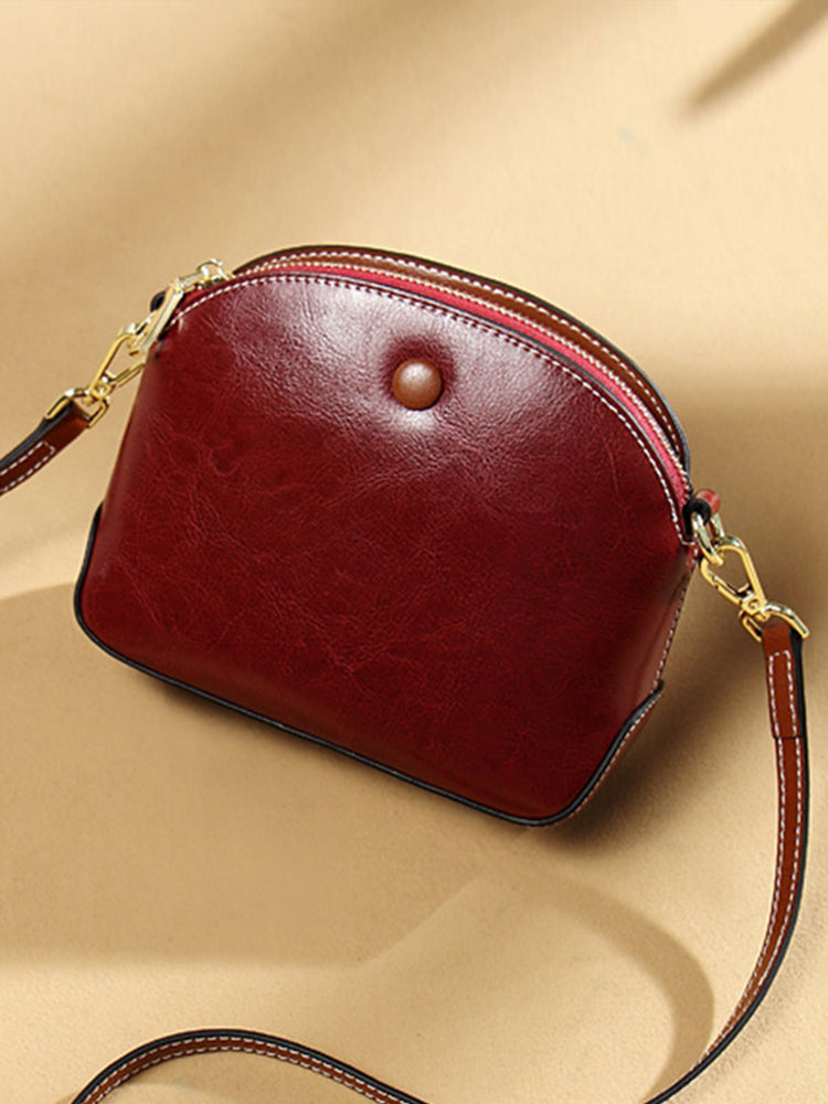 Vintage Leather Crossbody Glossy Purse Satchel Bags