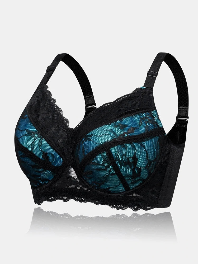 Breathable Lace Full Coverage Soft Wire Support Bra