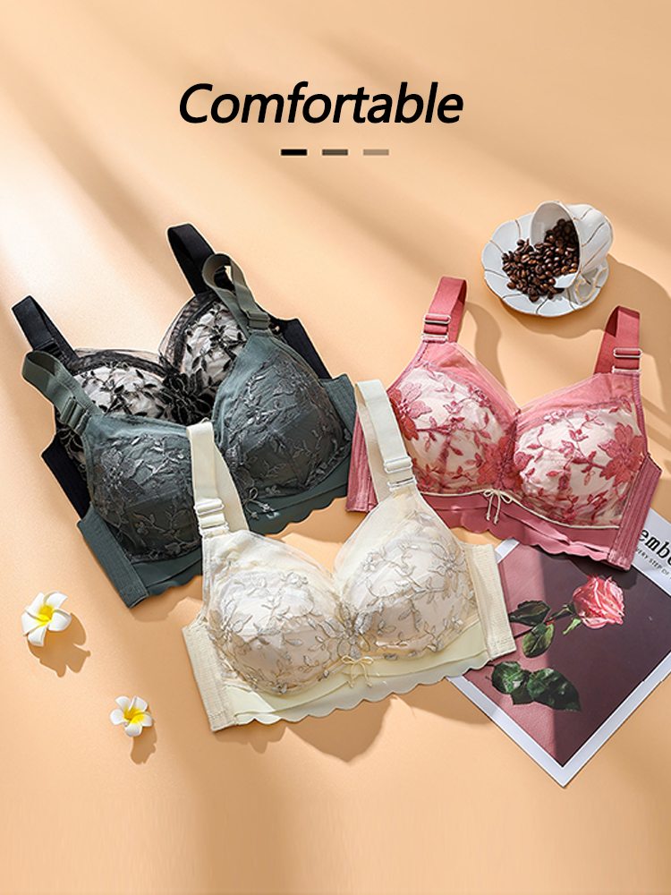 Women Floral Embroidered Full Coverage Wire-Free Bra