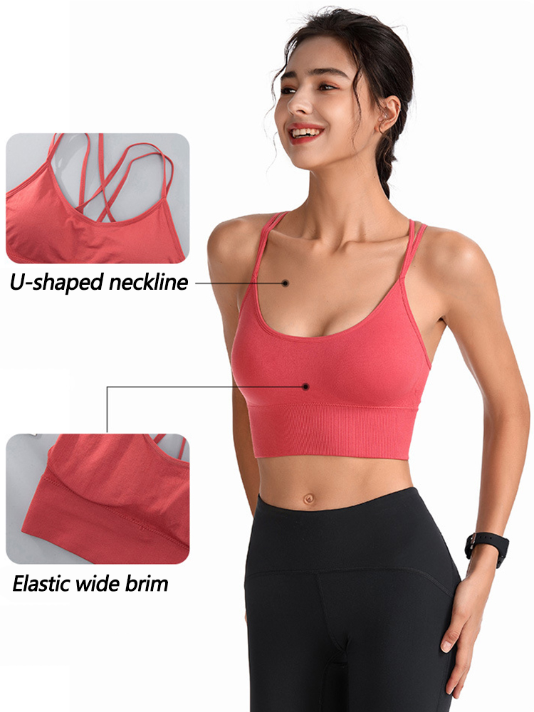 Sexy Criss-Cross Back Tank Sports Wireless Bra