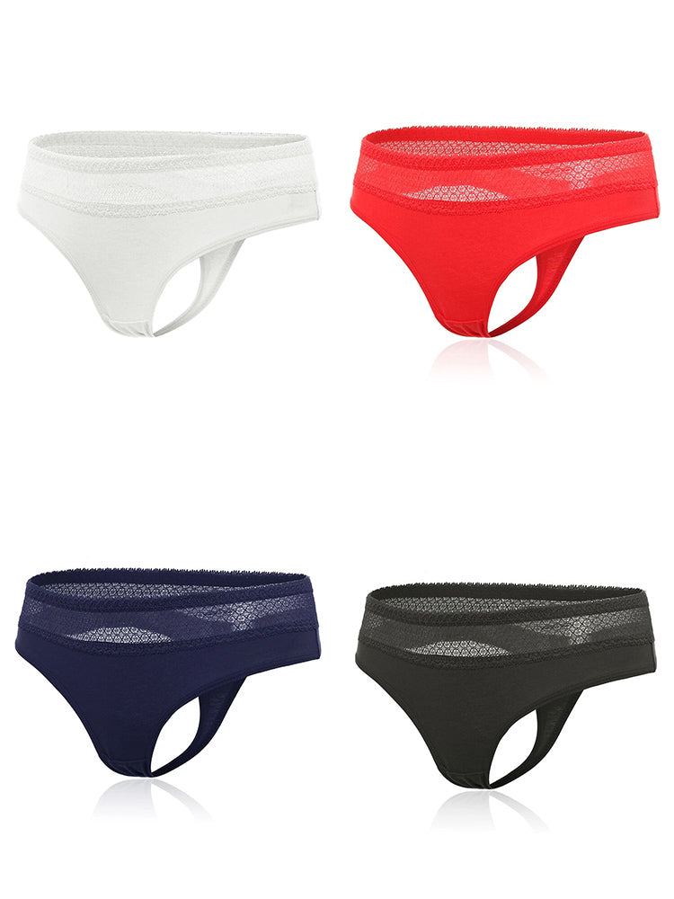 4-Pack Cotton Sexy Lace Thongs