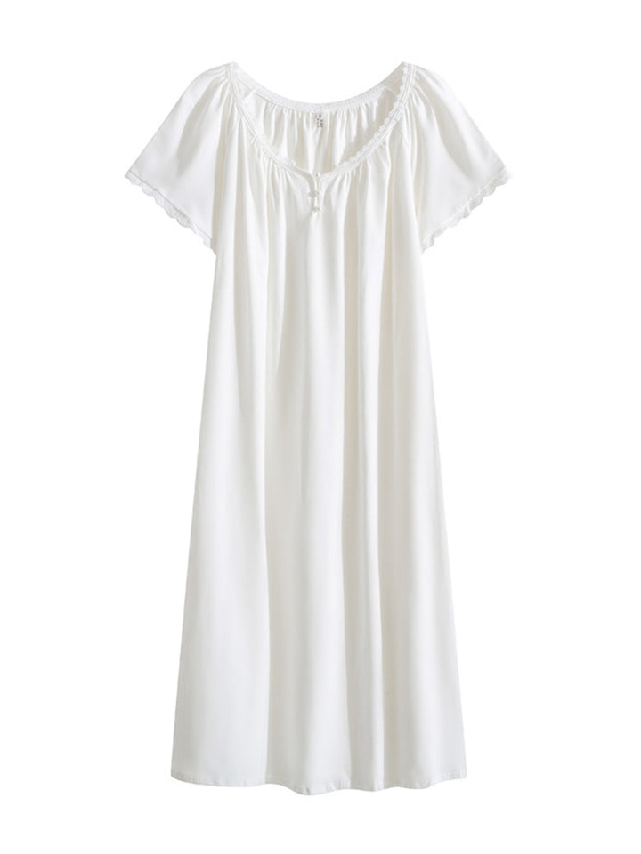 Women's Lace Nightdress Short Sleeve Victorian Nightgown Sleepwear Pajama