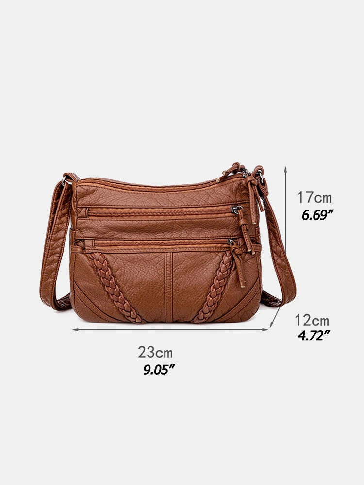 Women Multi-pocket Middle-aged Vintage Crossbody Bag