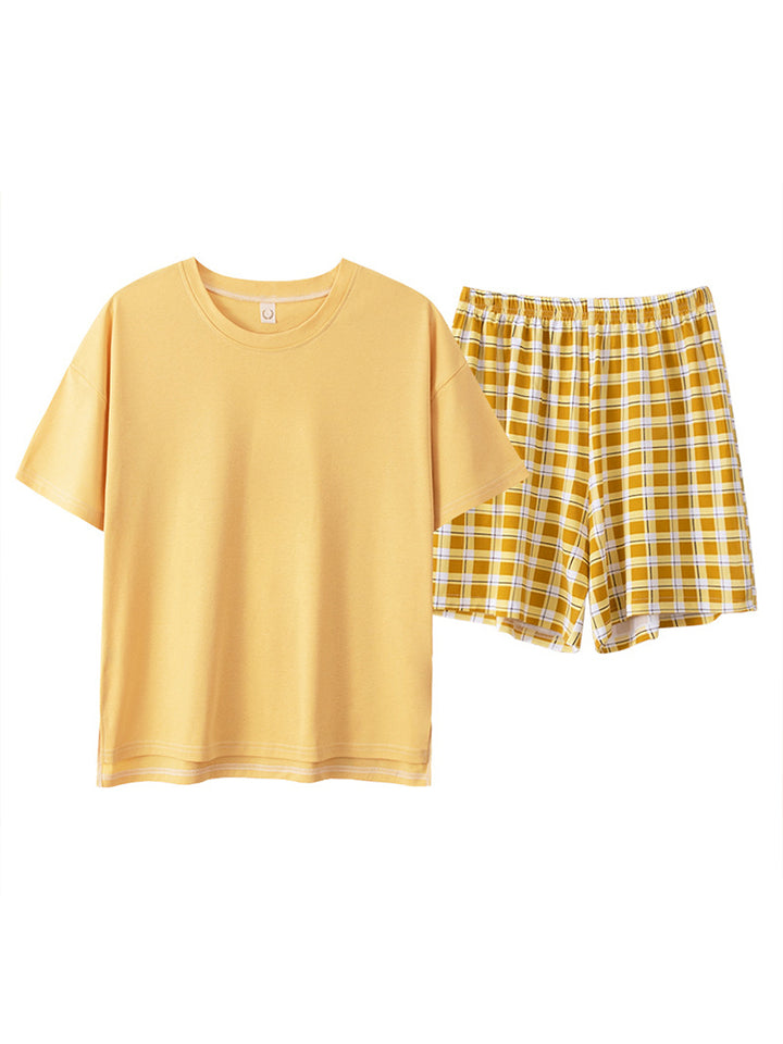 Women's Causal Sleepwear Lightweight Cotton Short Sleeves Pajama Sets