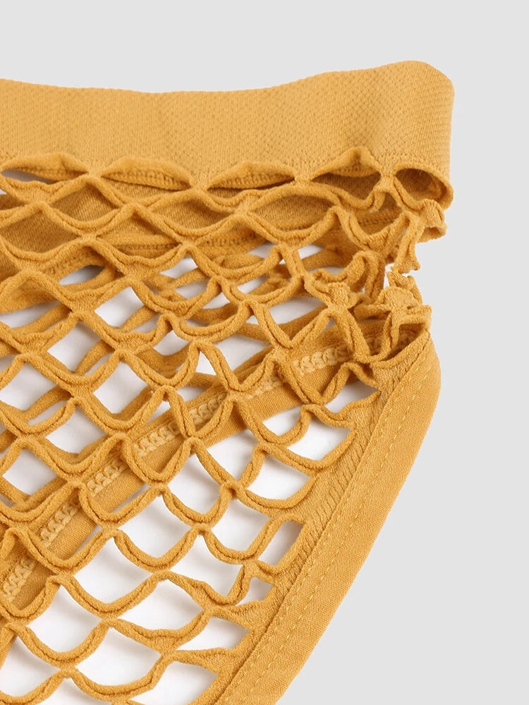 4 Packs Women Plain Fishnet Stretch See Through Breathable Sexy Panties