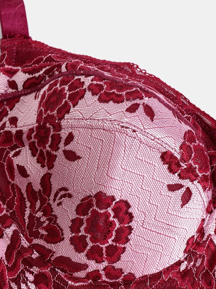 Breathable Lace Full Coverage Soft Wire Support Bra