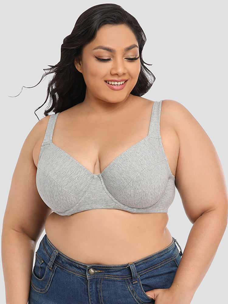 Comfort Cotton Floral Minimizer Underwire Bra