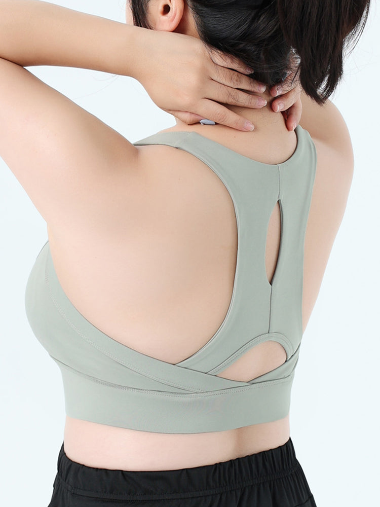 Women Front Zipper Racerback Sports Supportive Wirefree Bra