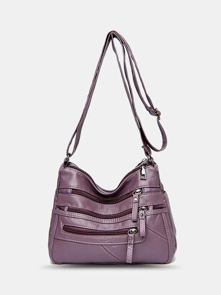 Women Vintage Anti-theft Multi-pocket PU Leather Crossbody Bag Shoulder Bag