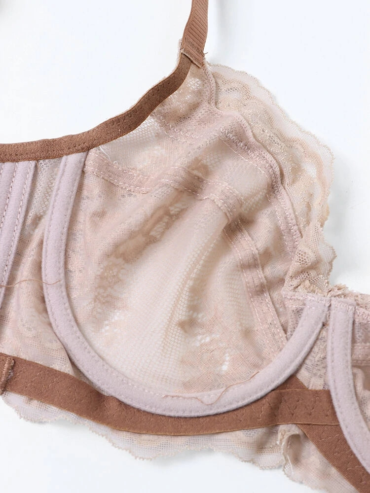Sexy Lace Bowknot Soft Underwire Breathable Mesh Bras