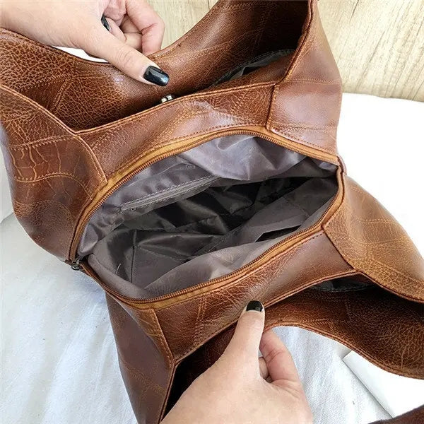 Women Multi-layer PU Leather Casual Shoulder Bag Work Purse