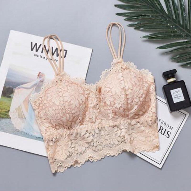 Women's Padded Lace Bandeau Bra Without Underwire