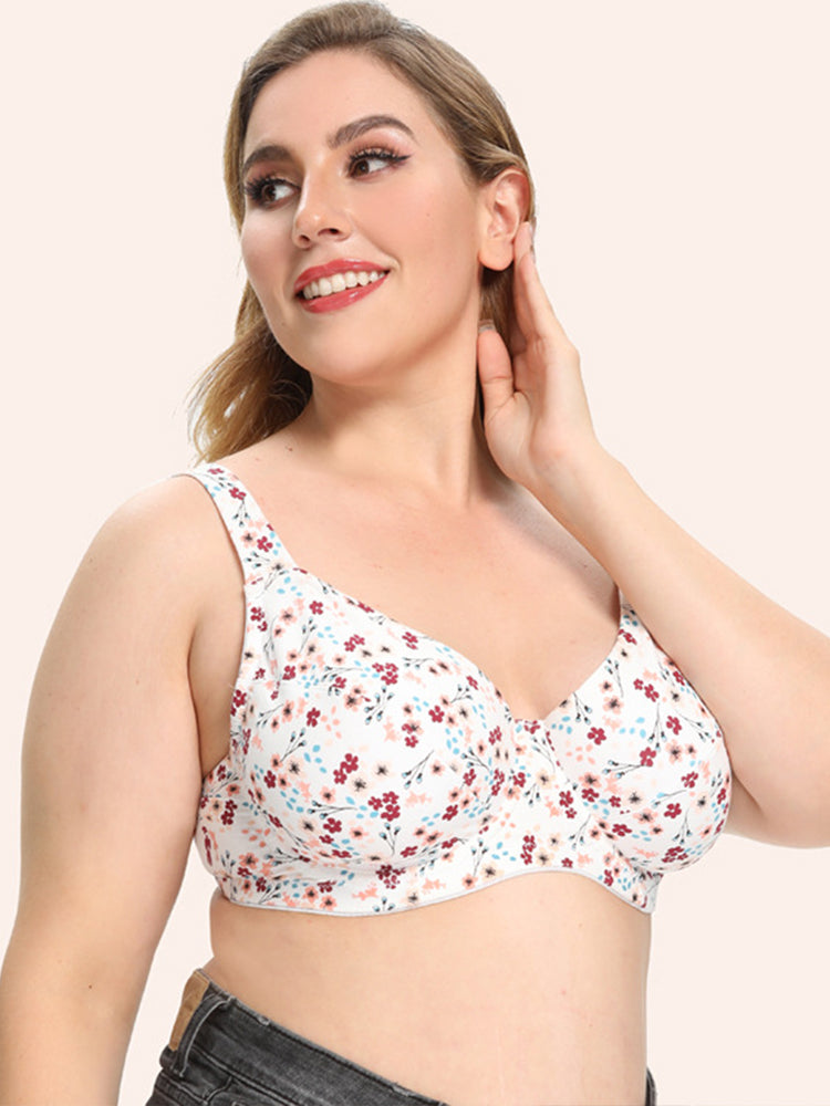 Comfort Cotton Floral Minimizer Underwire Bra
