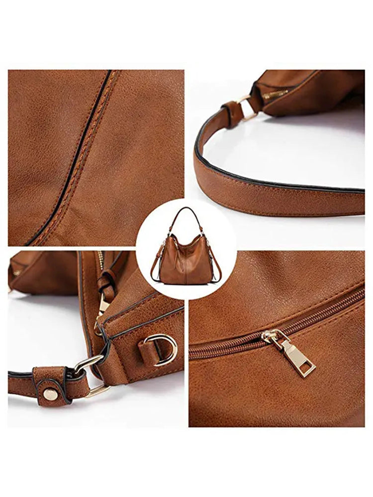 Women's Tote Bag Soft PU Leather Handbags Shoulder Bag with Zipper