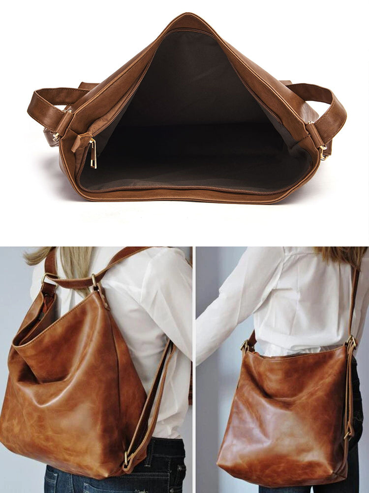 Women PU Leather Convertible Backpack Shoulder Bag Crossbody Purse