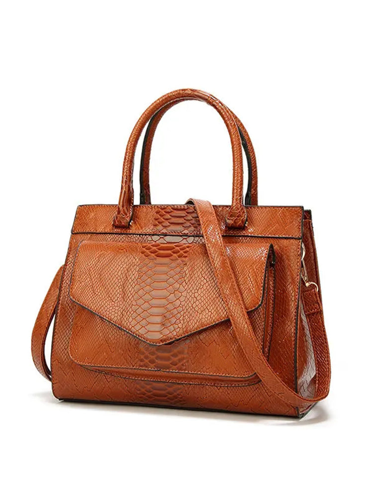 Women Snake Pattern Tote Bag Casual Large Capacity Crossbody Bag