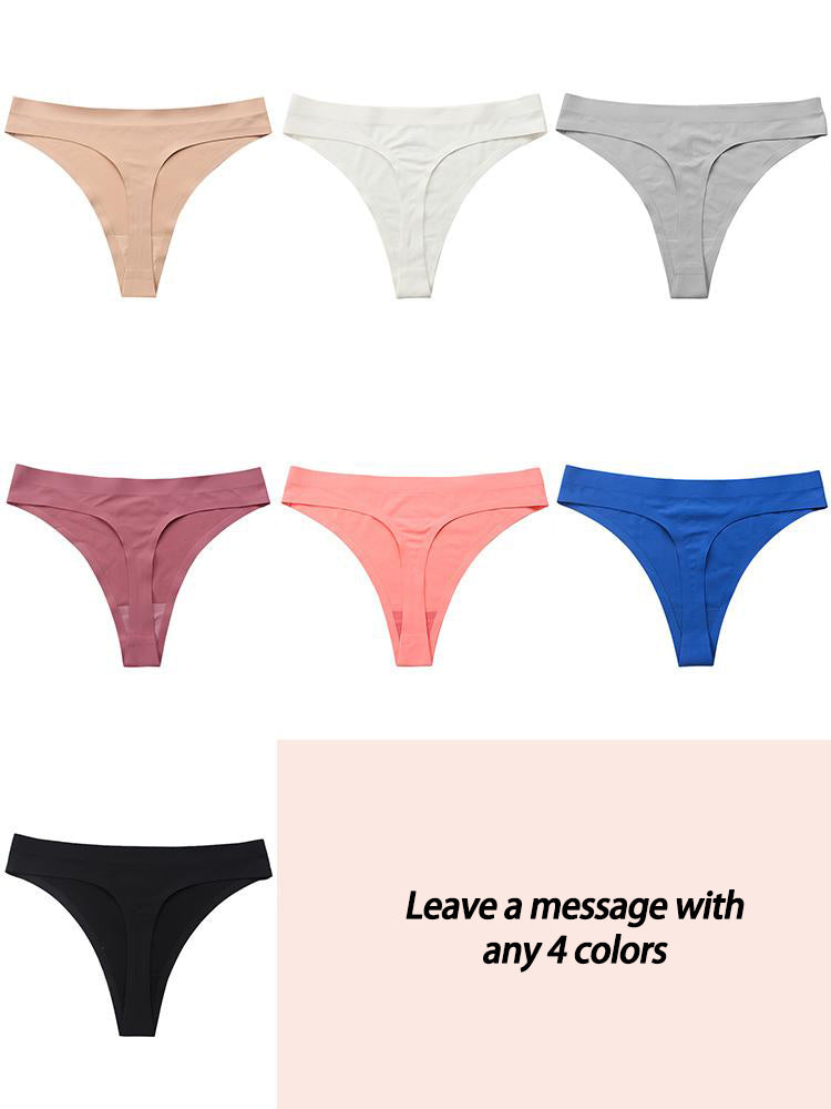 4-Pack Women Seamless Breatheble Ice Silk Thong