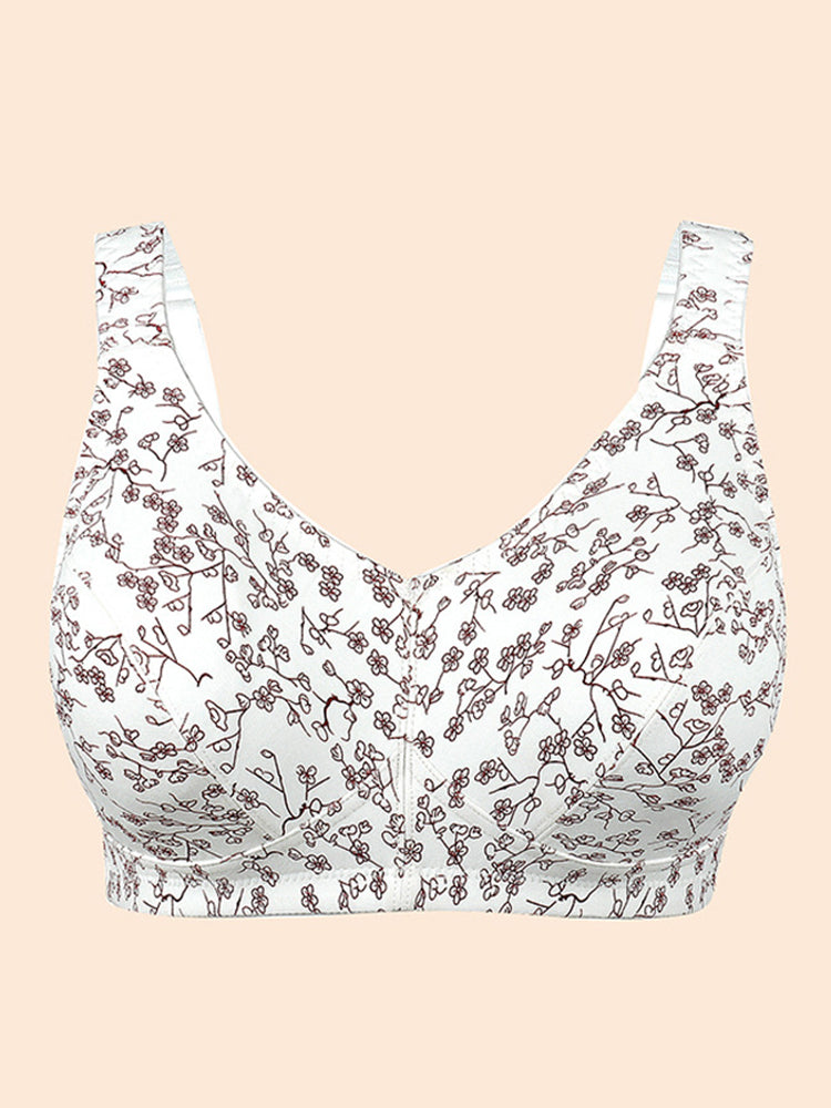 Women's Comfort Cotton Botanical Print Wireless Bra