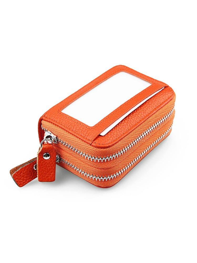 RFID Antimagnetic Genuine Leather 11 Card Slots Card Holder Purse