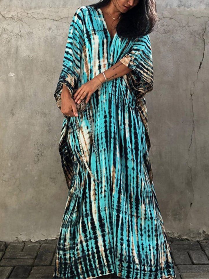 Women Print Beach Dress Short Sleeve Plus Size Bathing Suit Cover Ups