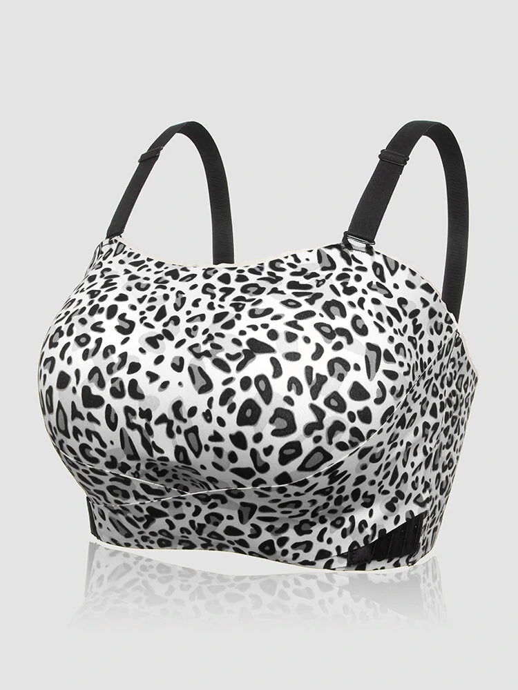 Women's Leopard Print Wireless Non-slip Strapless Bras