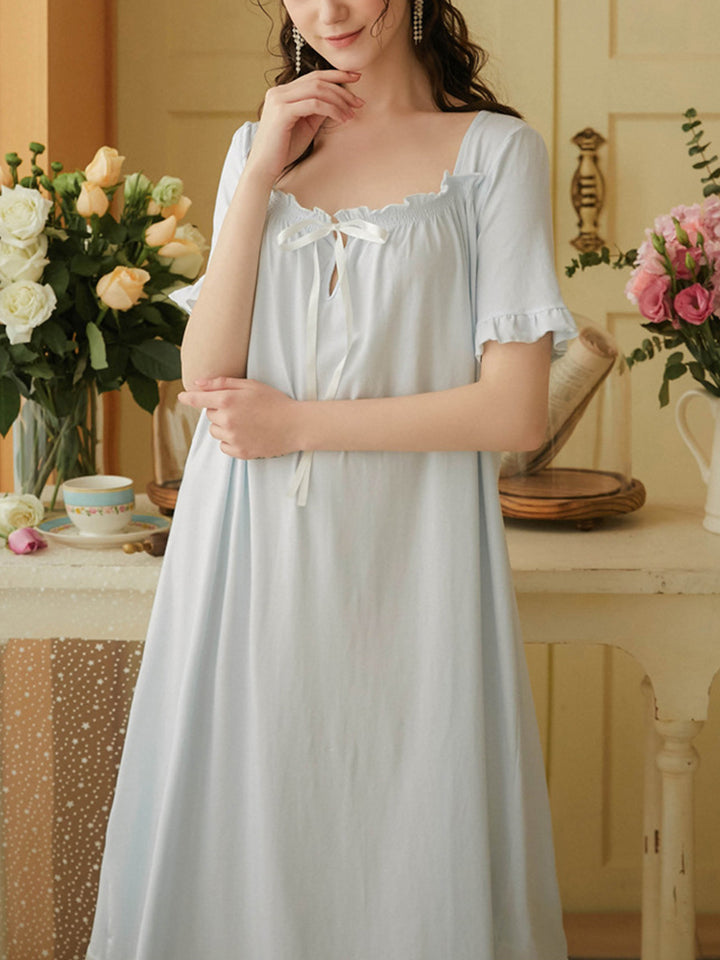 Women's Lace Nightdress Short Sleeve Victorian Nightgown Sleepwear Pajama