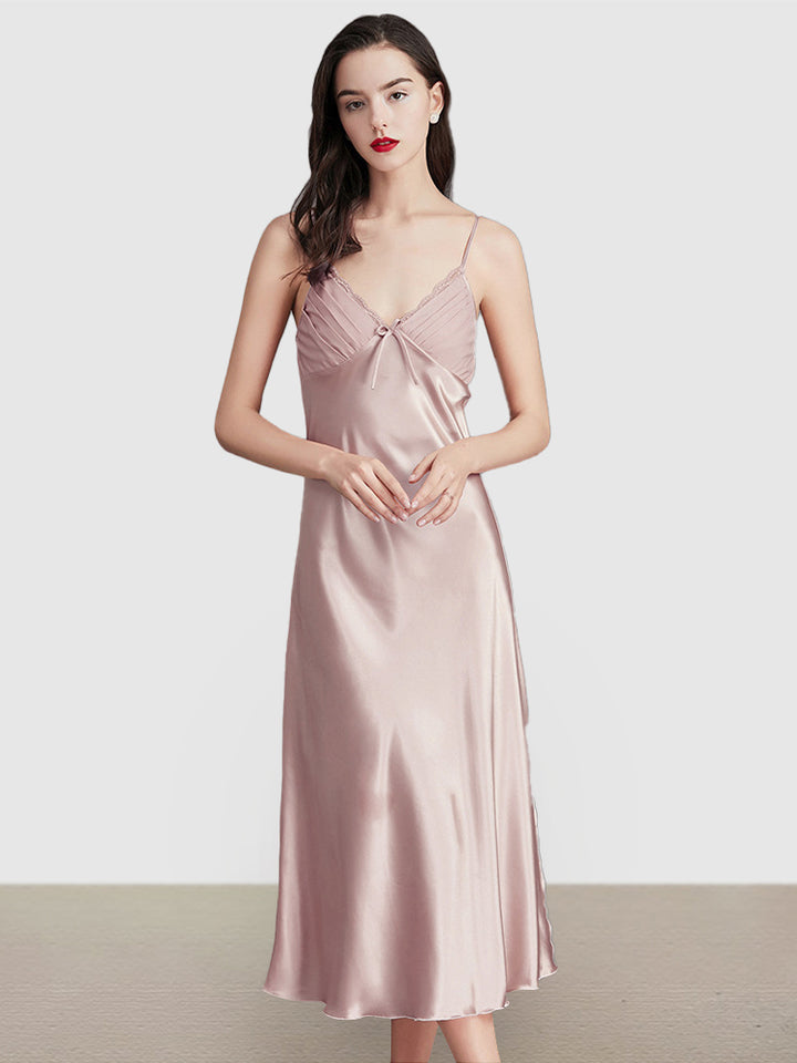 Sexy Sleeveless Satin Nightgowns Loungewears Midi Dresses