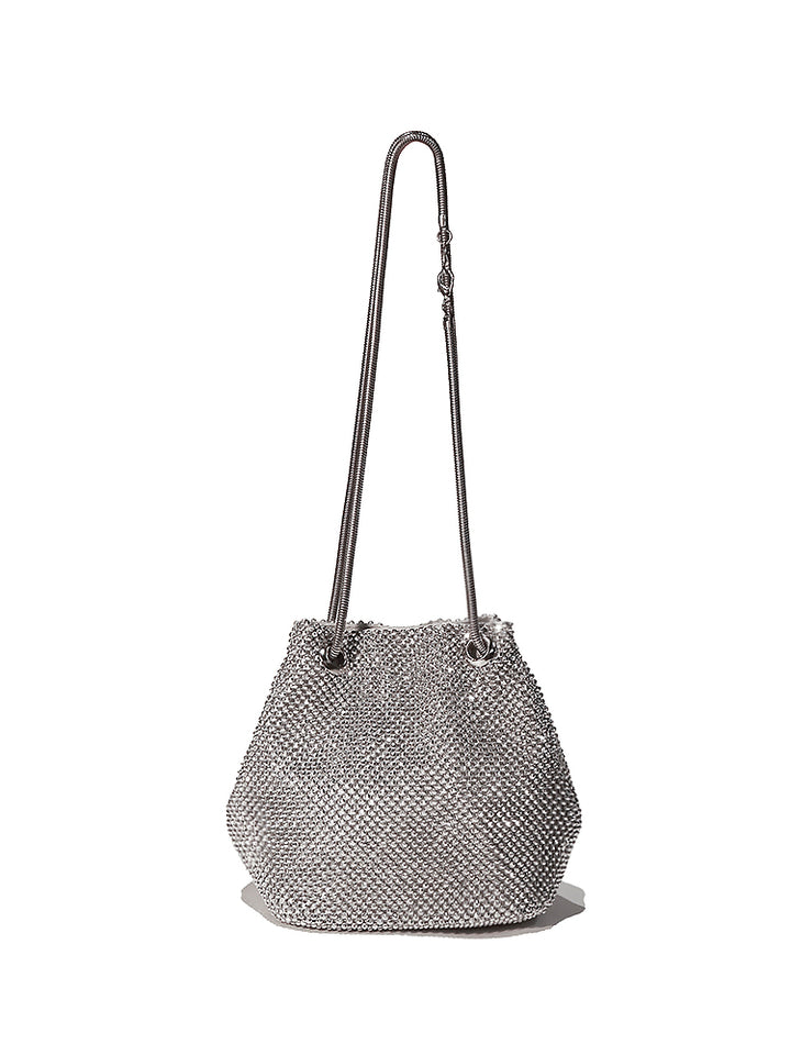 Women's Rhinestones Evening Shinny Bling Clutch Purse Bucket Handbag