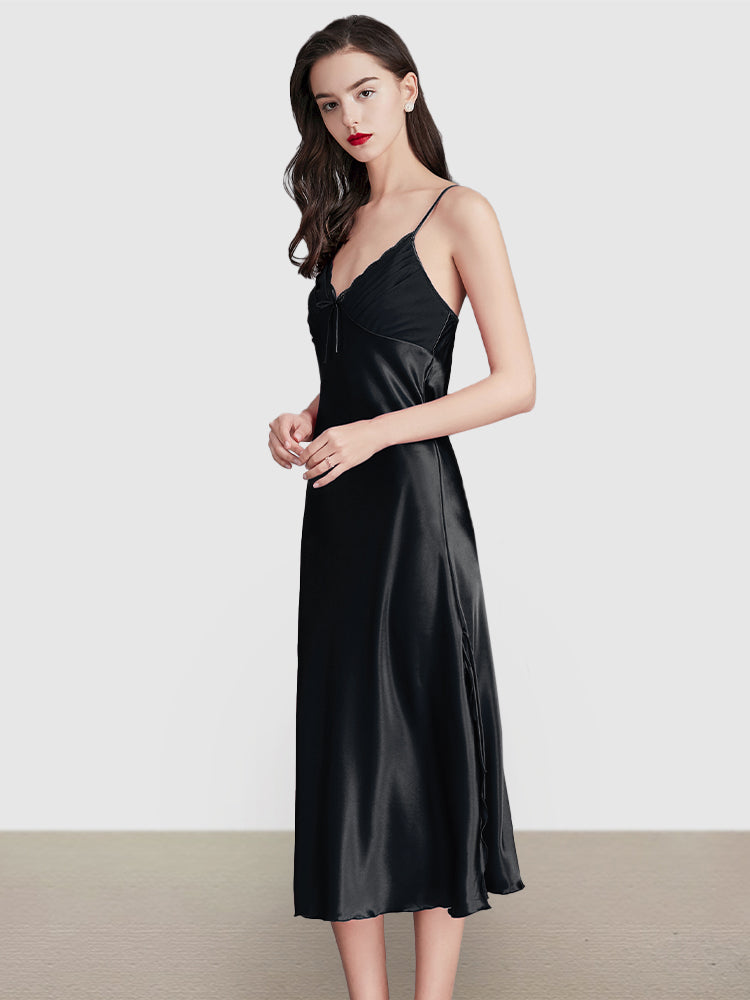 Sexy Sleeveless Satin Nightgowns Loungewears Midi Dresses – Luna's Wish