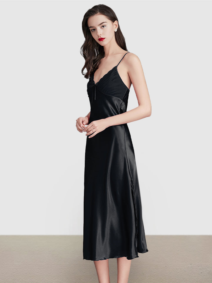 Sexy Sleeveless Satin Nightgowns Loungewears Midi Dresses