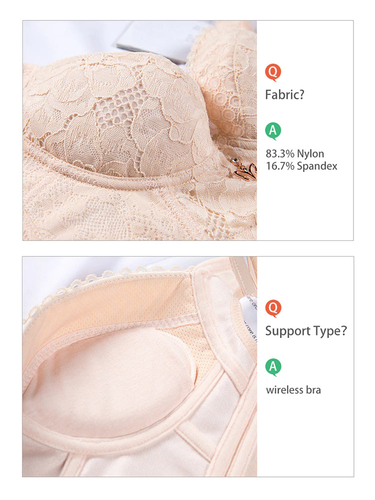 Women's Lace Beauty Back Wire-Free Longline Bra