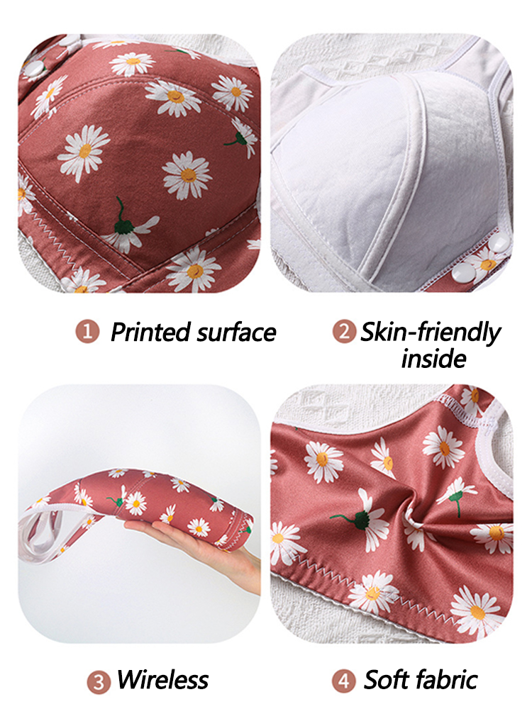 Floral Print Comfort Sleep Front Close Bra