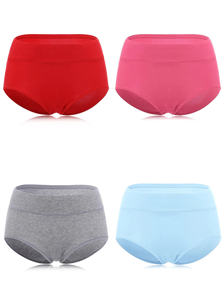 4-Pack Soft Cotton Solid Color Seamless Panties