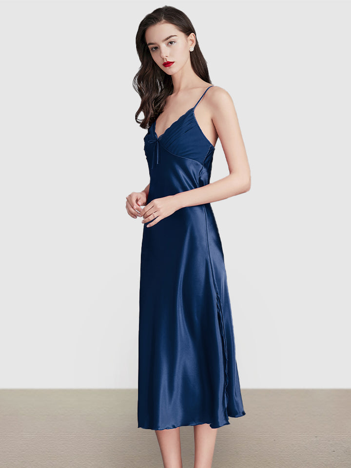 Sexy Sleeveless Satin Nightgowns Loungewears Midi Dresses