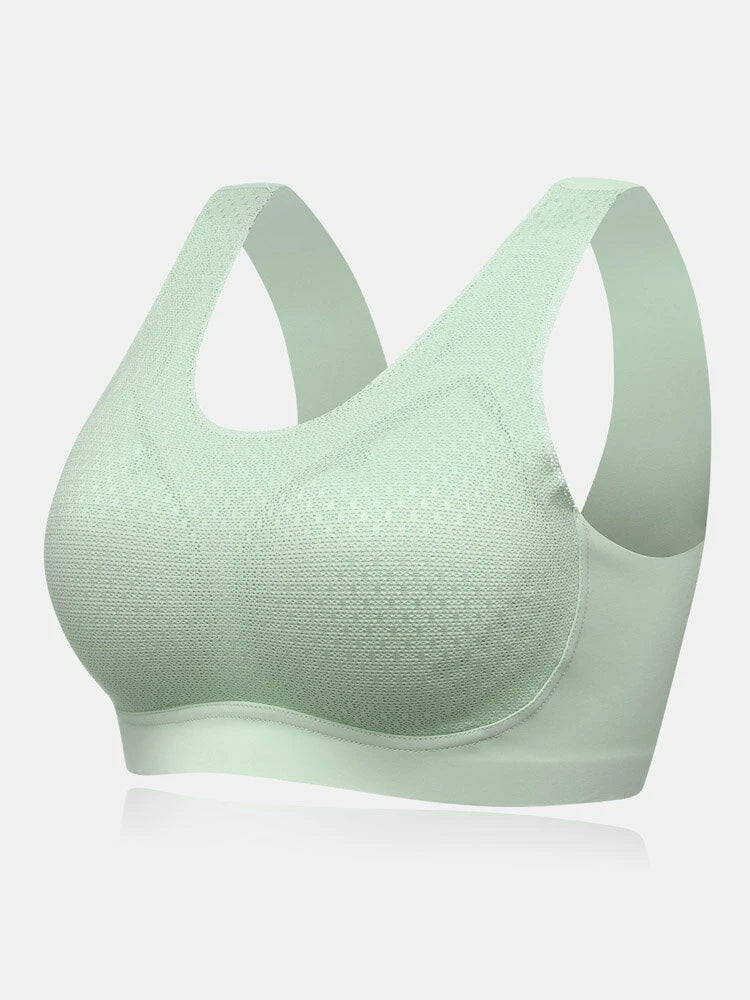 Solid Lightly Wide Strap Shoulder Breathable Wireless Bra