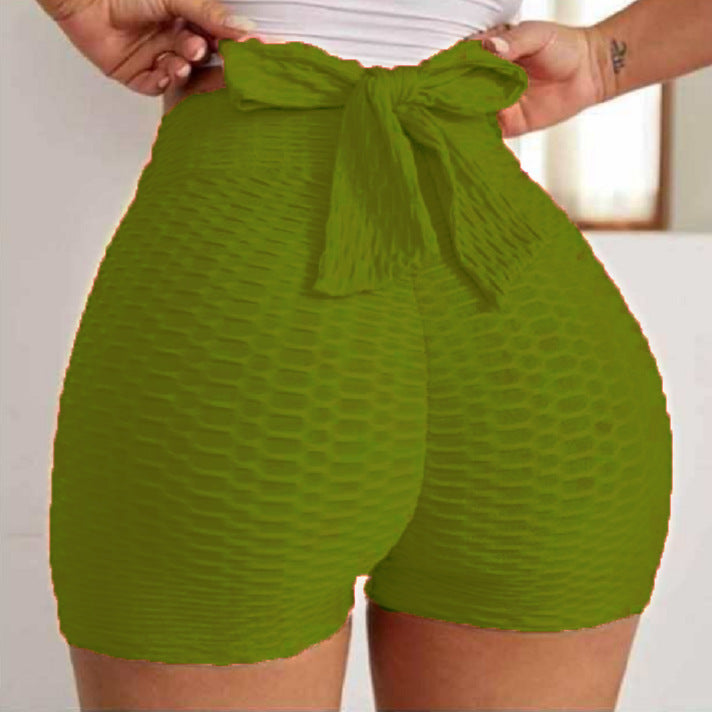 Solid Textured Hip Lifting Shorts