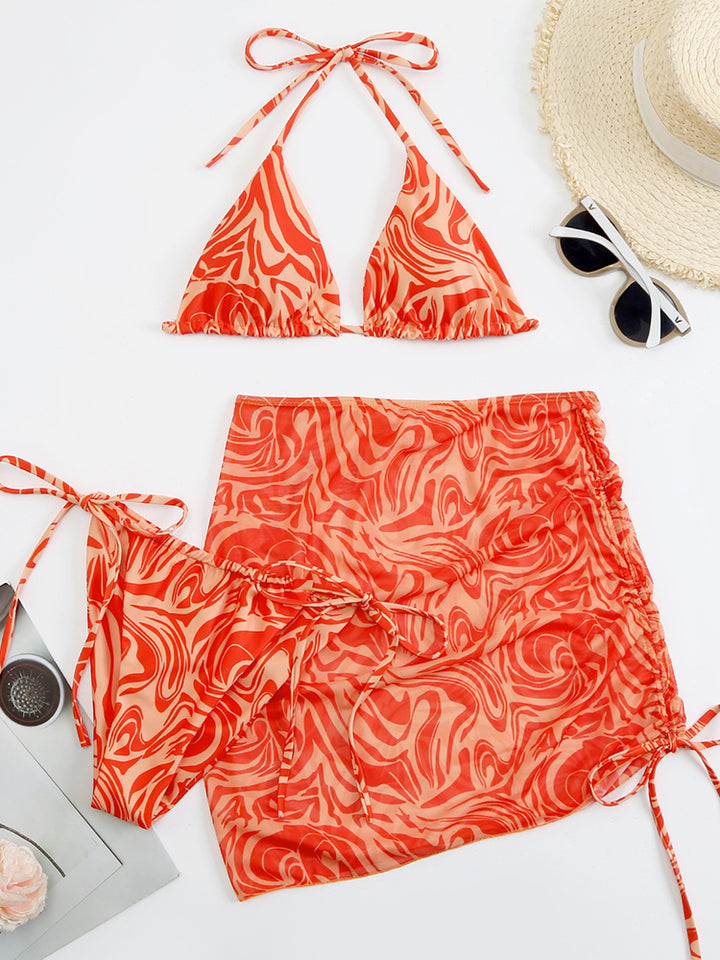 Tie Dye Bikini Set Swimsuit with Sarongs Cover Ups Beach Skirt