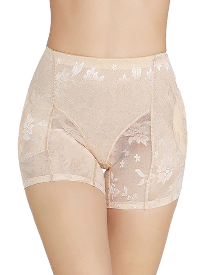 Lace Floral Padded Enhancer Seamless Control Shape Boy Shorts