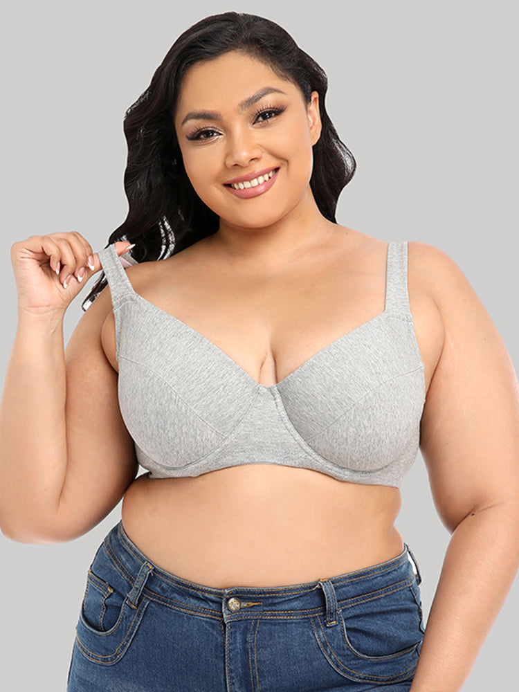 Comfort Cotton Floral Minimizer Underwire Bra