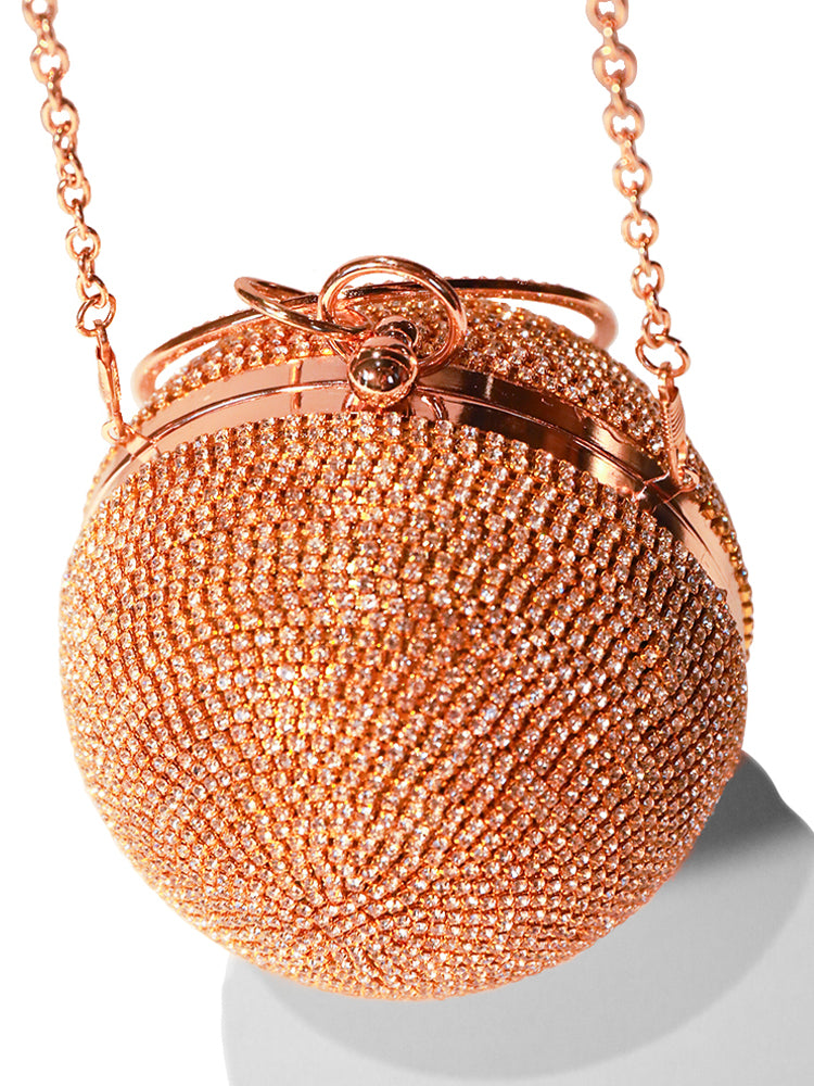 Ball Shape Clutch Purse Party Rhinestone Ring Handbag