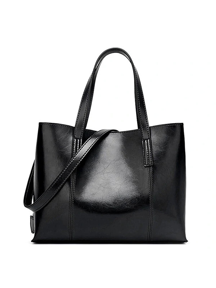 Women PU Leather Casual Handbag Large Capacity Tote Bag Solid Crossbody Bag