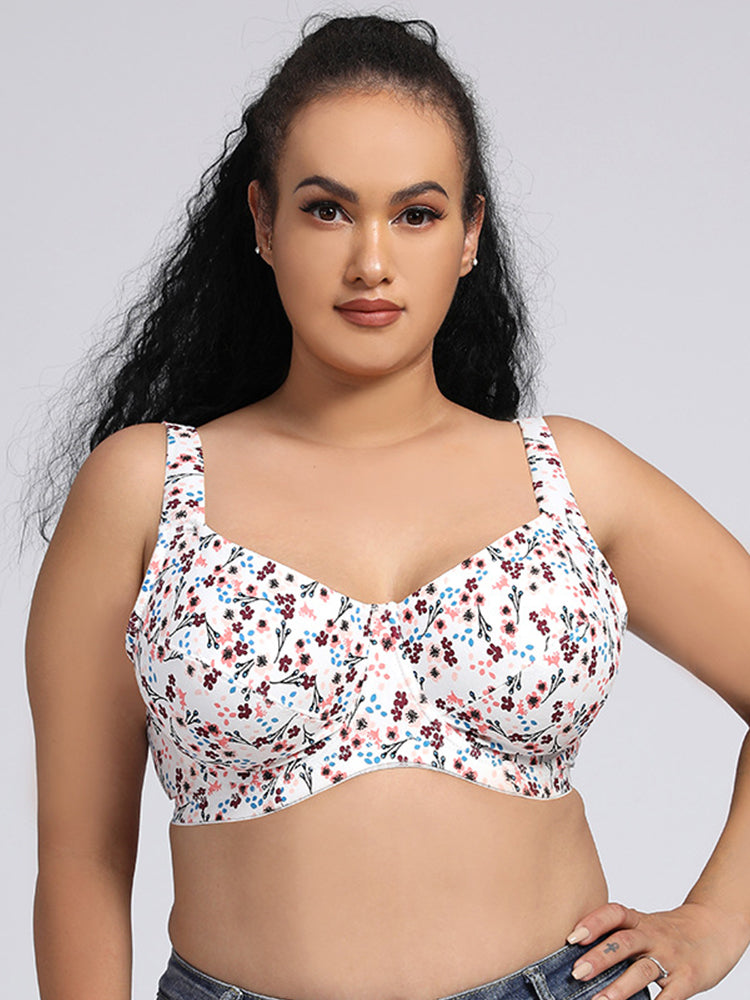Comfort Cotton Floral Minimizer Underwire Bra