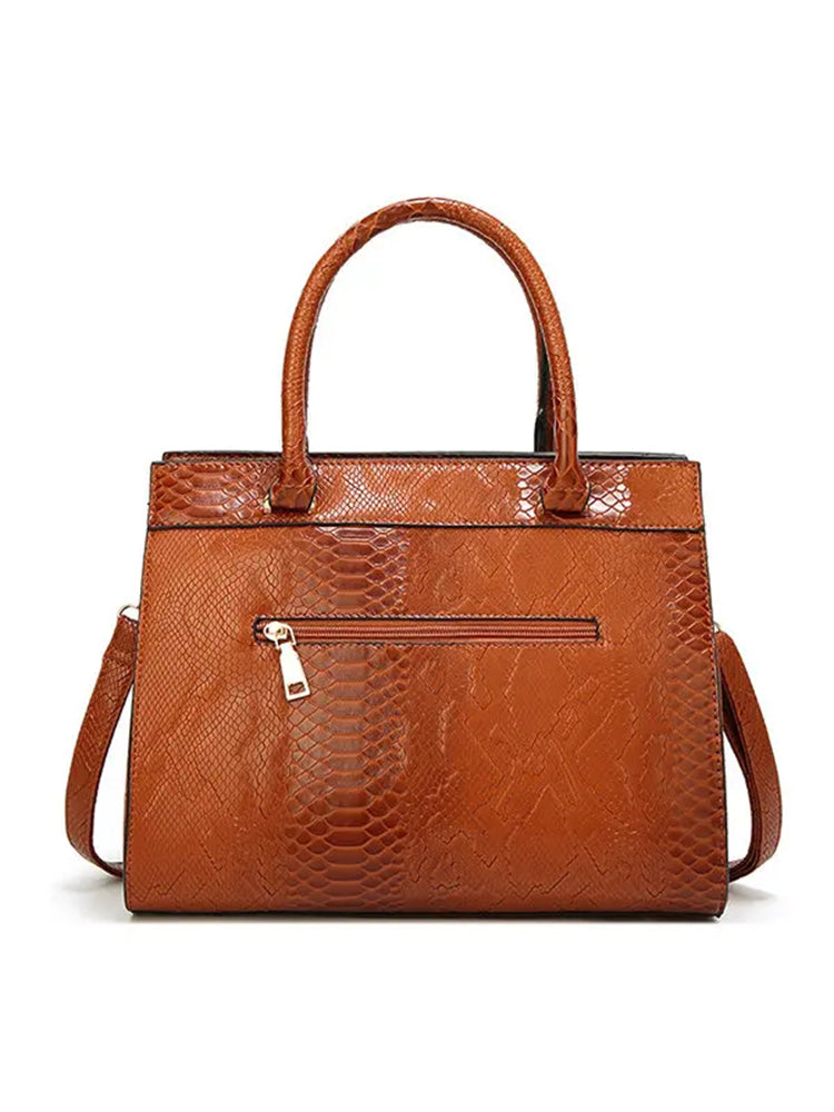 Women Snake Pattern Tote Bag Casual Large Capacity Crossbody Bag