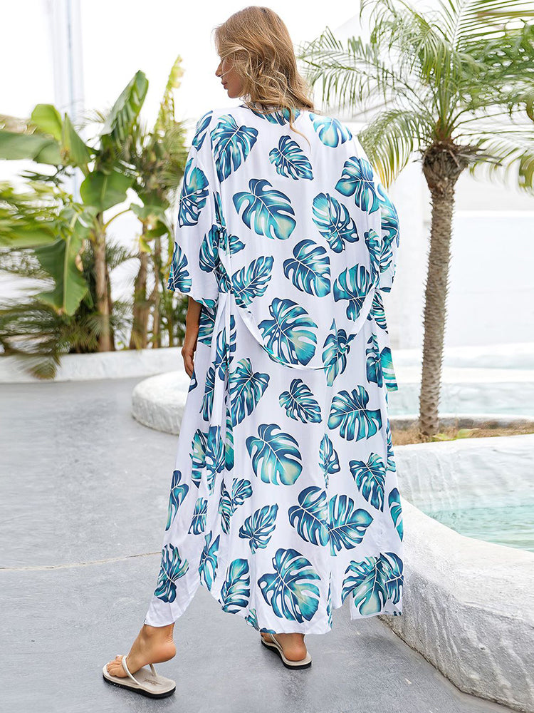 Women's Flowy Kimono Cardigan Open Front Maxi Dress Loose Beach Cover ups