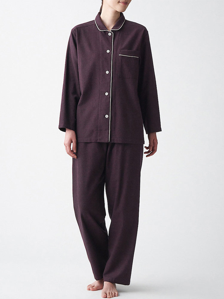 Cotton Plaid Pajamas Set Long Sleeve Sleepwear for Men&Women