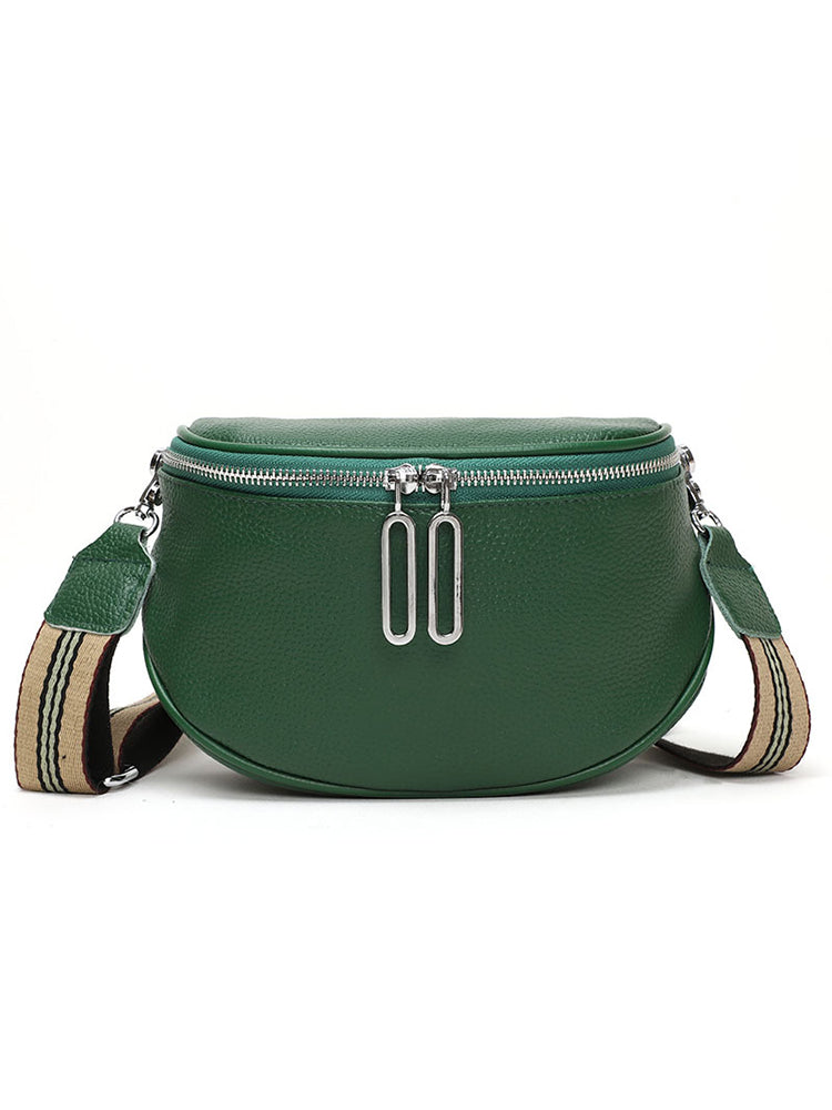 Women's Leather Saddle Bag Anti-theft Sling Crossbody Bag