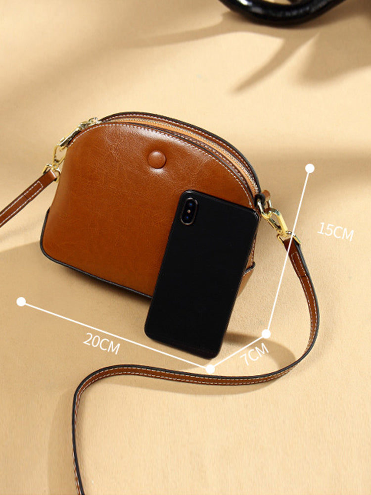 Vintage Leather Crossbody Glossy Purse Satchel Bags