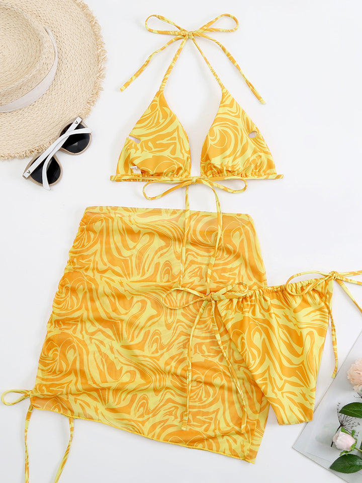 Tie Dye Bikini Set Swimsuit with Sarongs Cover Ups Beach Skirt
