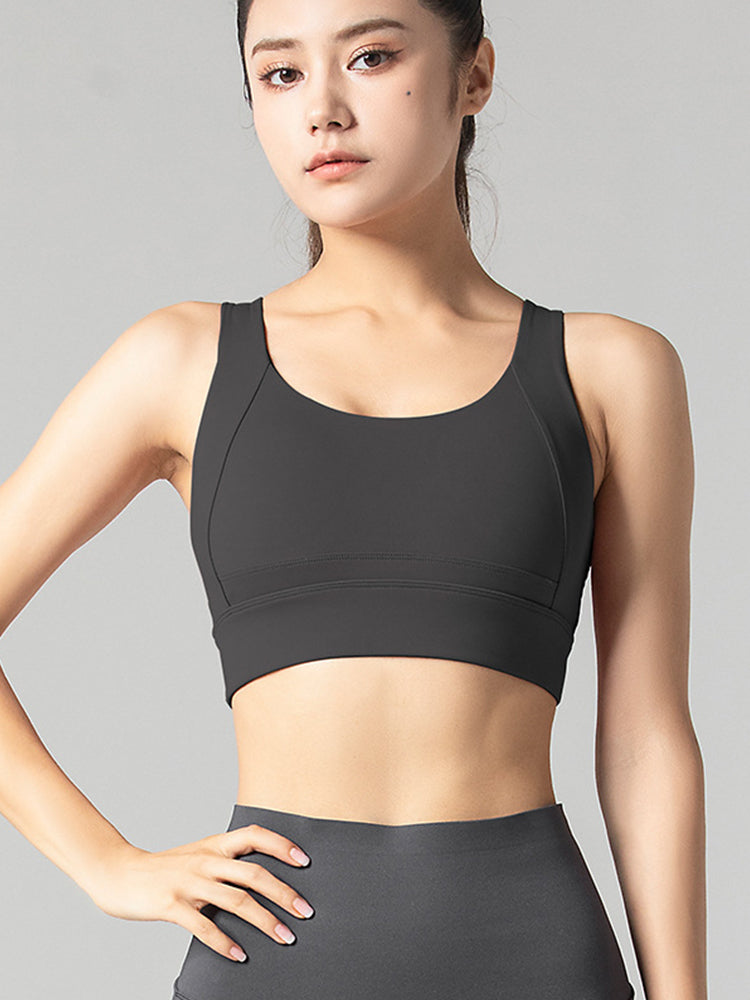 Strappy Sports Bra Crisscross Back Medium Support Yoga Bra